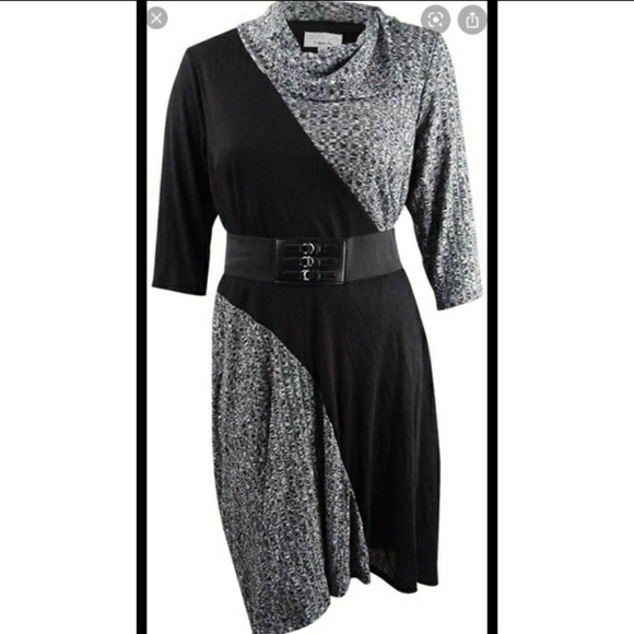 Robbie Bee Signature Dresses & Skirts - Robie Bee Signature Black Belted Sweater Dress
